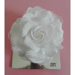 Flor para Trajes y Pelos - Rosa de Color Blanco de Tul
